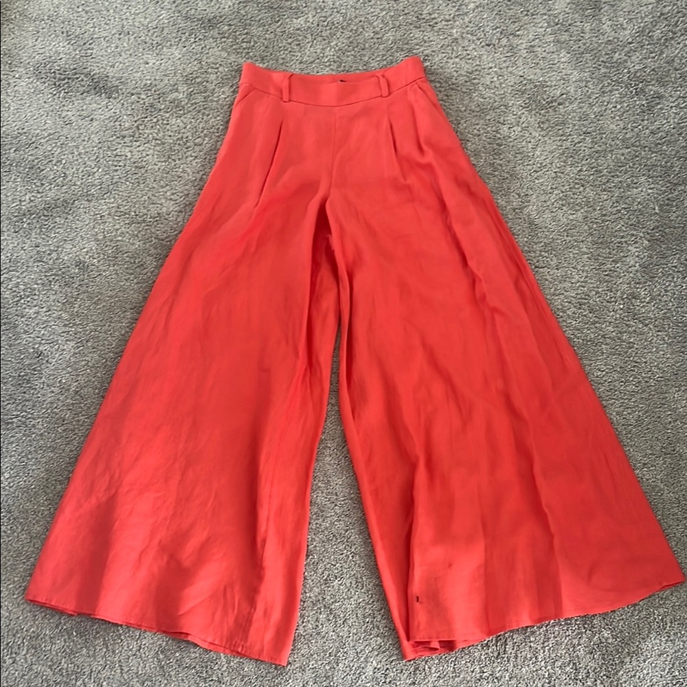 Banana Republic Linen Wide-Leg Coral Pants